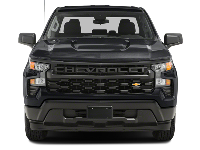 The front of a black Chevrolet Silverado truck