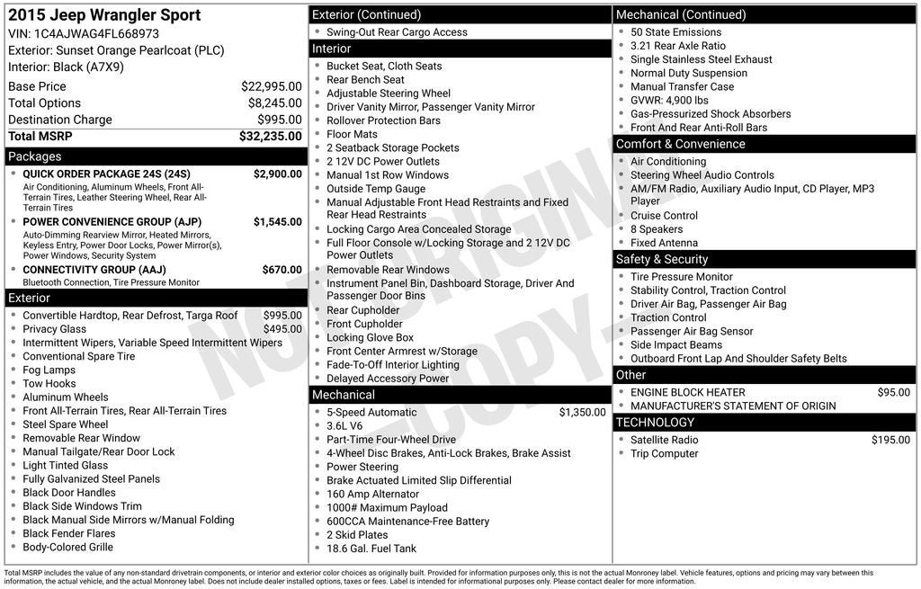 2015 Jeep Wrangler Sport