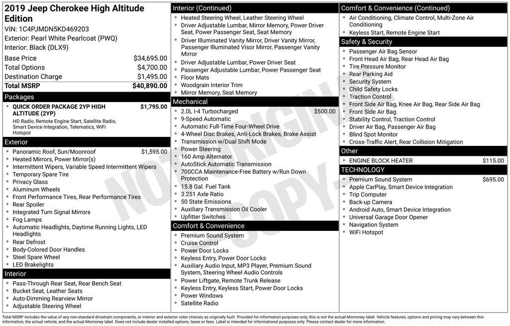 2019 Jeep Cherokee High Altitude