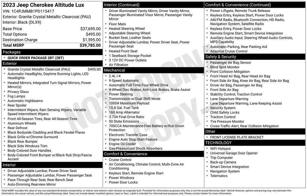 2023 Jeep Cherokee Altitude Lux
