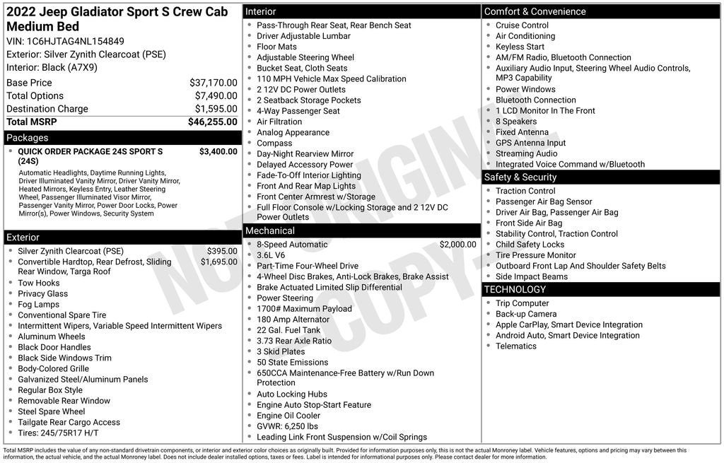 2022 Jeep Gladiator Sport S