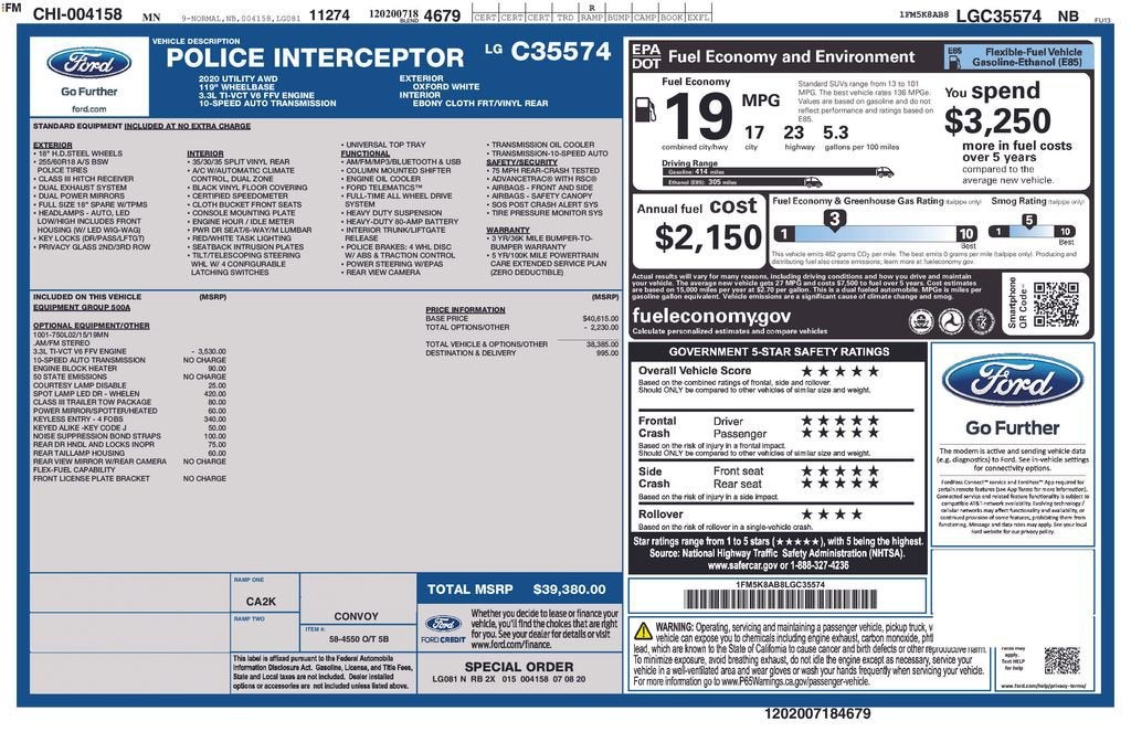 2020 Ford Police Interceptor Utilit BASE