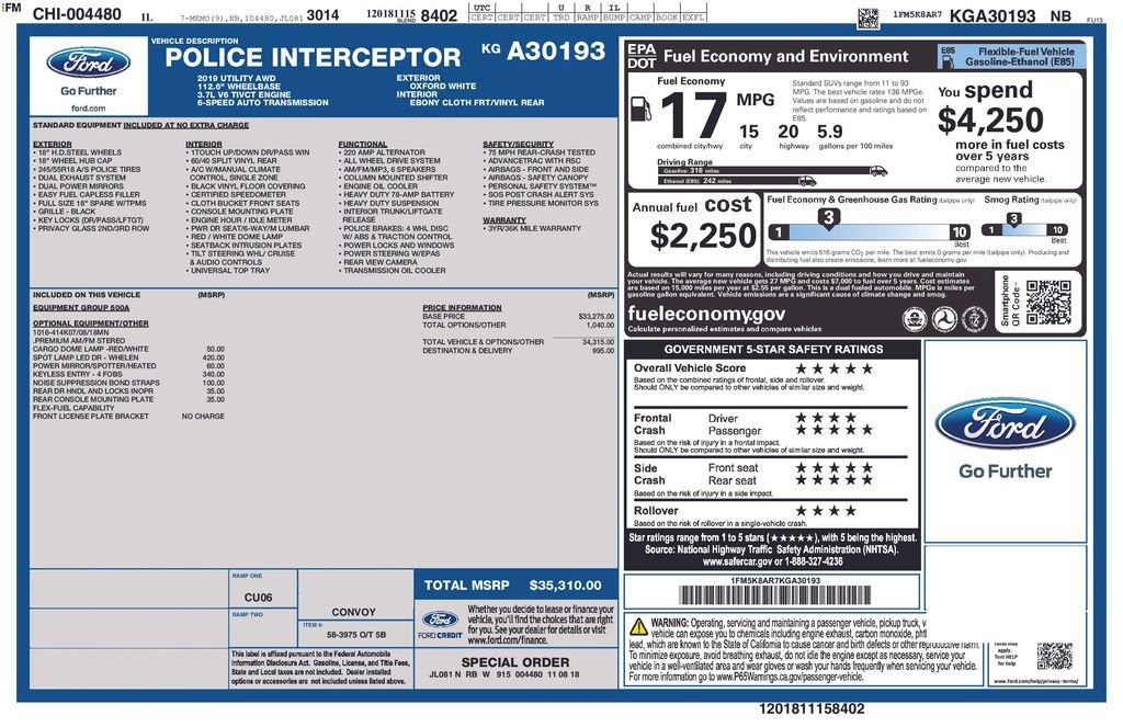 2019 Ford Police Interceptor Utilit BASE