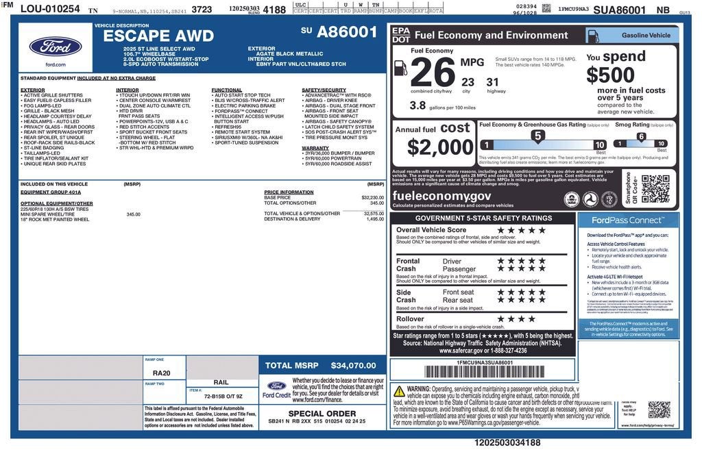 2025 Ford Escape ST-Line Select