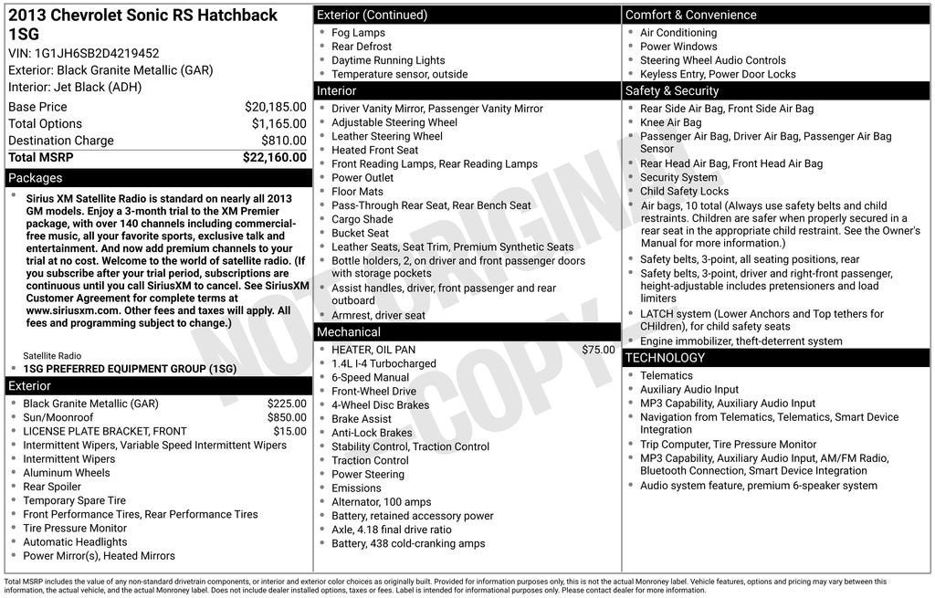 2013 Chevrolet Sonic RS