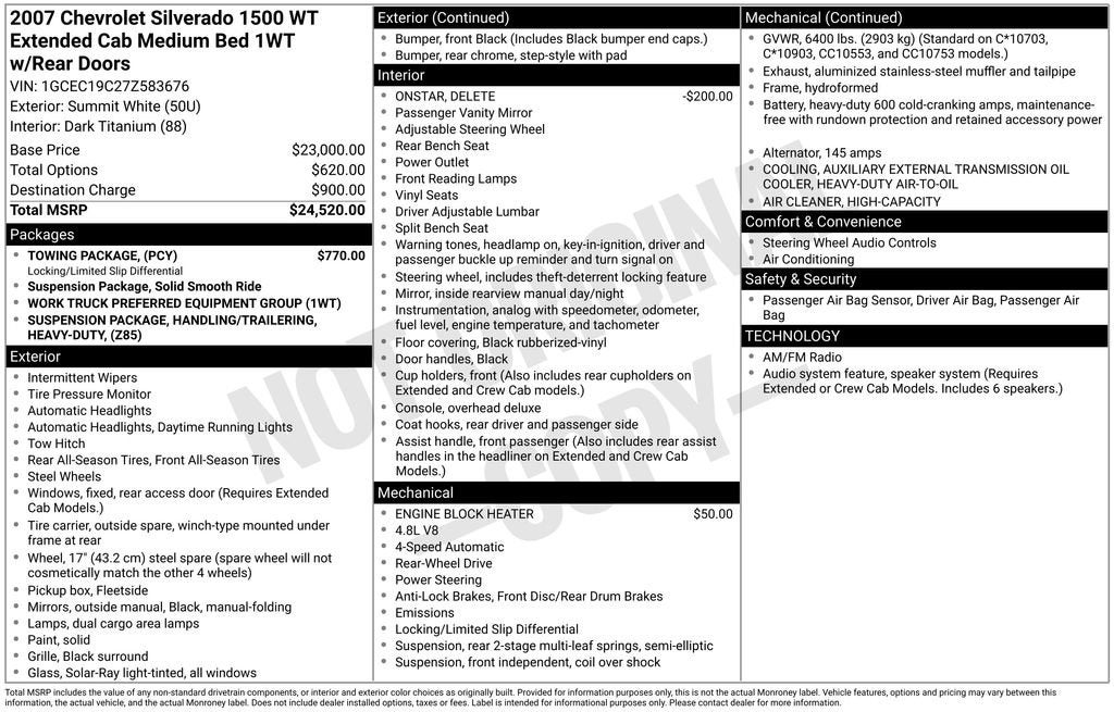 2007 Chevrolet Silverado 1500 Work Truck