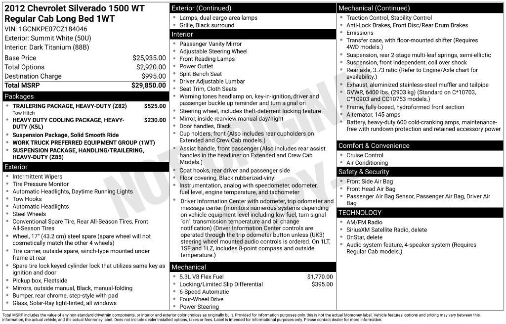 2012 Chevrolet Silverado 1500 Work Truck