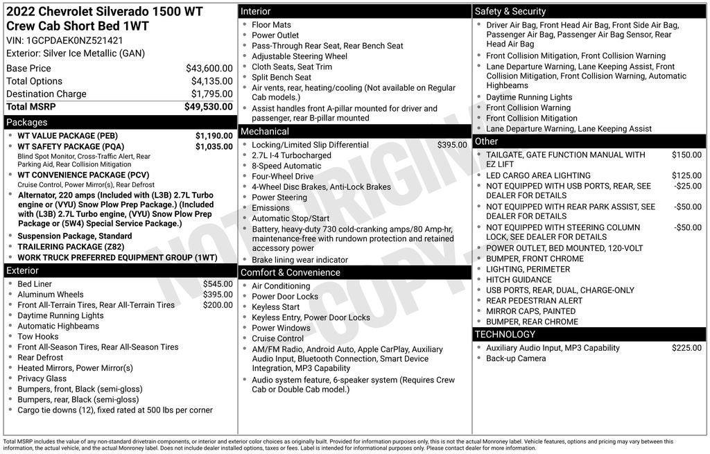 2022 Chevrolet Silverado 1500 WT