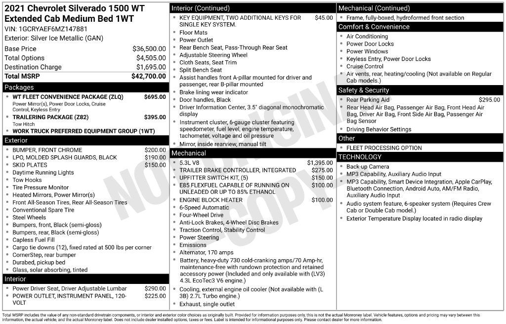 2021 Chevrolet Silverado 1500 Work Truck