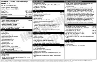 2019 GMC Savana Passenger 3500 LS