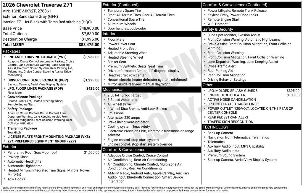 2026 Chevrolet Traverse Z71