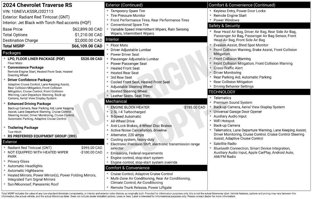 2024 Chevrolet Traverse AWD RS