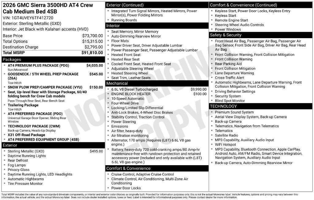 2026 GMC Sierra 3500 HD AT4
