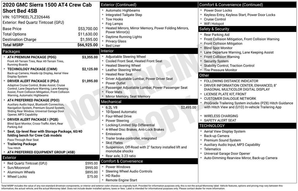 2020 GMC Sierra 1500 AT4