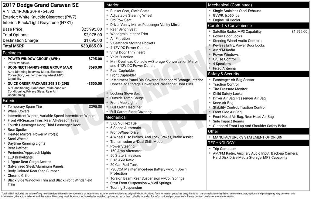 2017 Dodge Grand Caravan SE