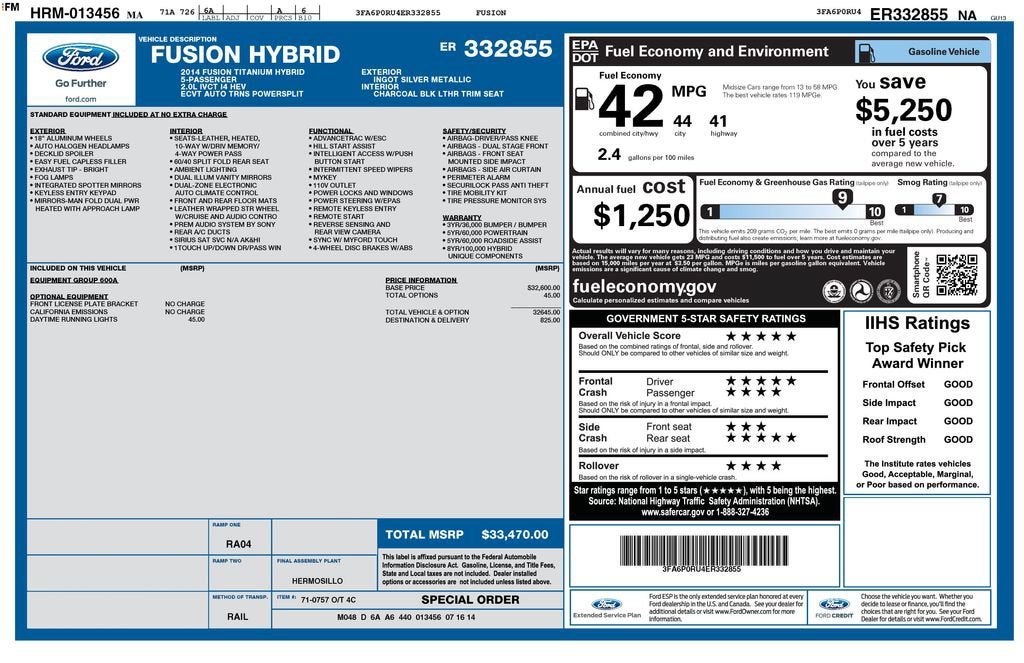 2014 Ford Fusion Titanium Hybrid