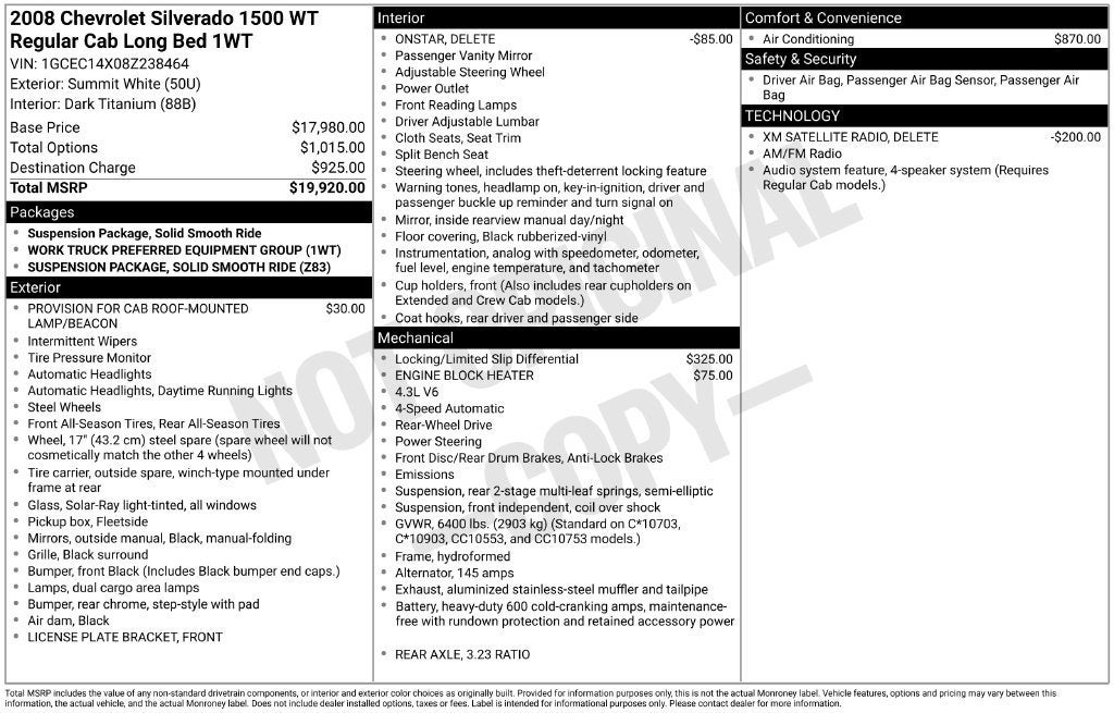2008 Chevrolet Silverado 1500 Work Truck