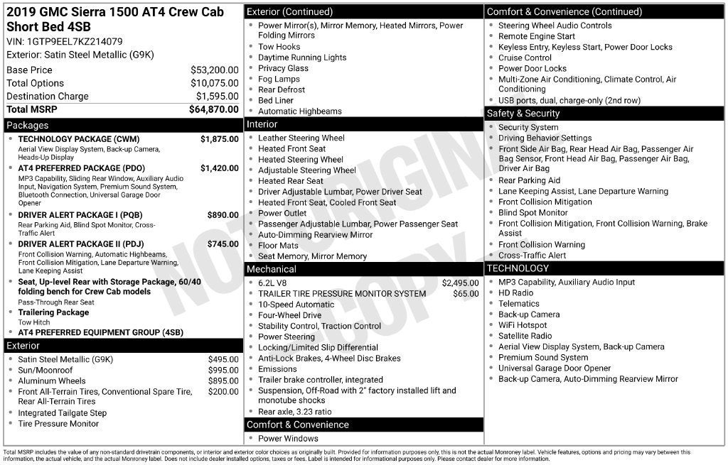 2019 GMC Sierra 1500 AT4